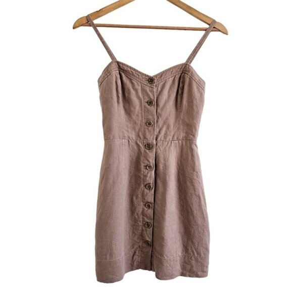 Aritzia Wilfred Ducharme linen mini dress dusty rose beige size 00 - Picture 5 of 16